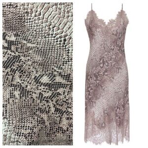 NEW Gold Hawk Silk Slip Dress Muted Rose Python Lace Trim Sz M Adjustable Straps